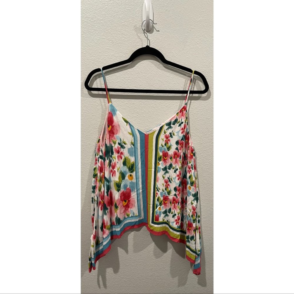 ZARA Pointed Side Floral Stripe Camisole